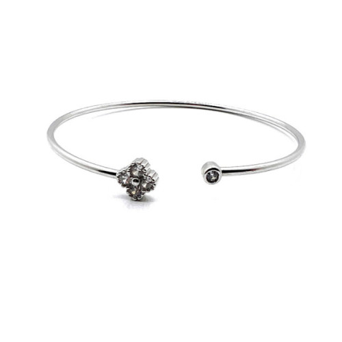 PULSERA RIGIDA PLATA Y CIRCONITAS