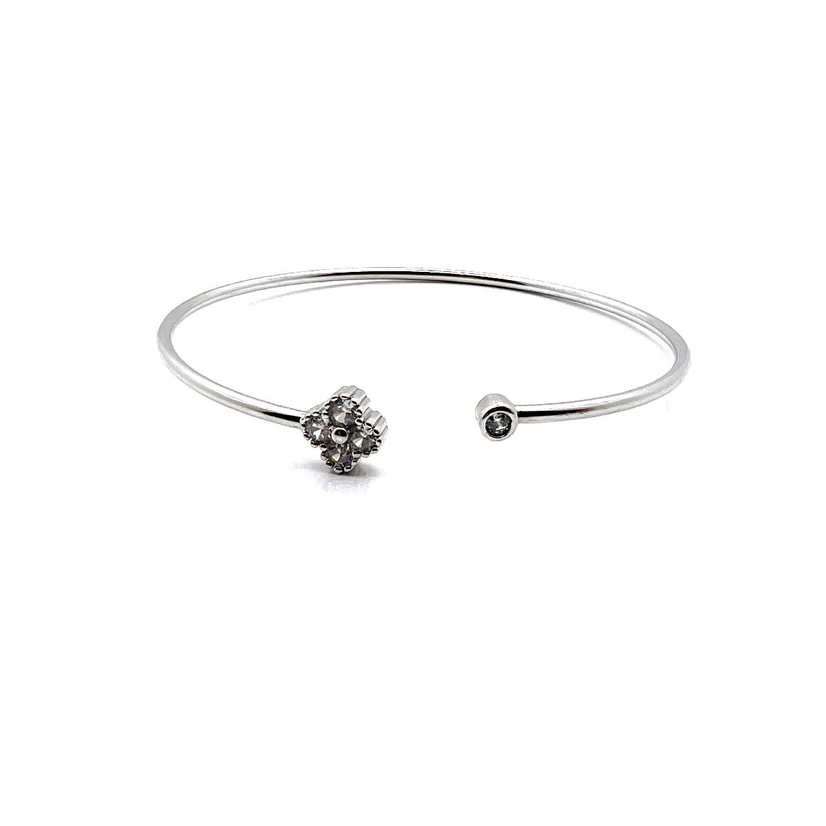 PULSERA RIGIDA PLATA Y CIRCONITAS