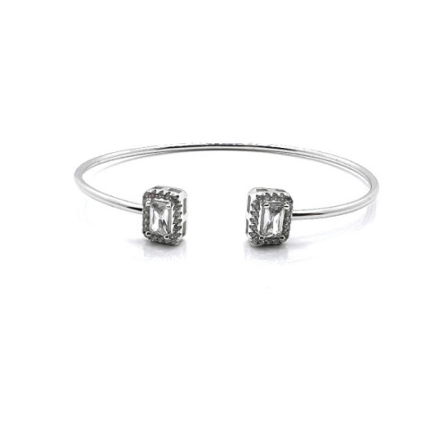 PULSERA RIGIDA PLATA Y CIRCONITAS