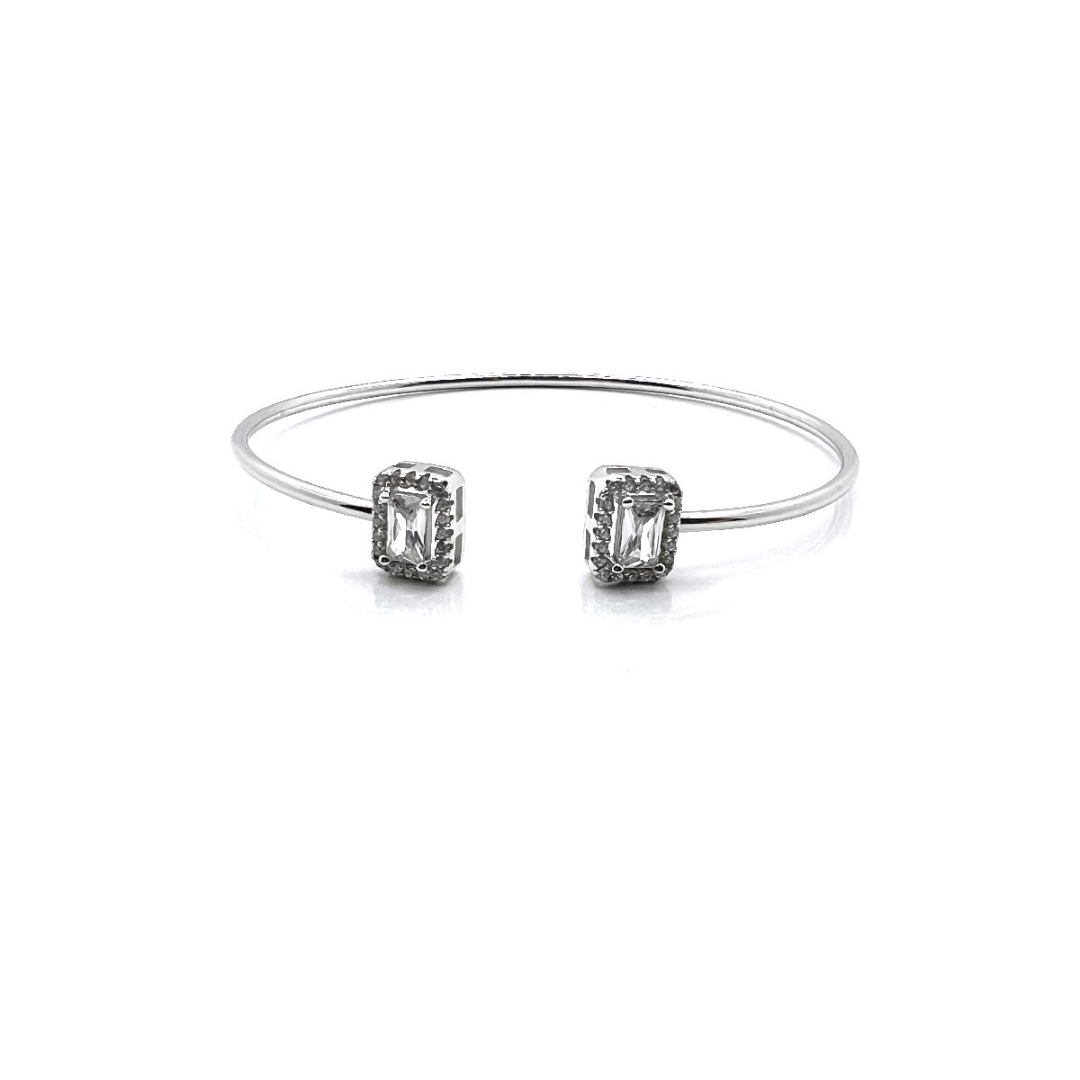 PULSERA RIGIDA PLATA Y CIRCONITAS