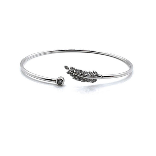 PULSERA RIGIDA PLATA Y CIRCONITAS