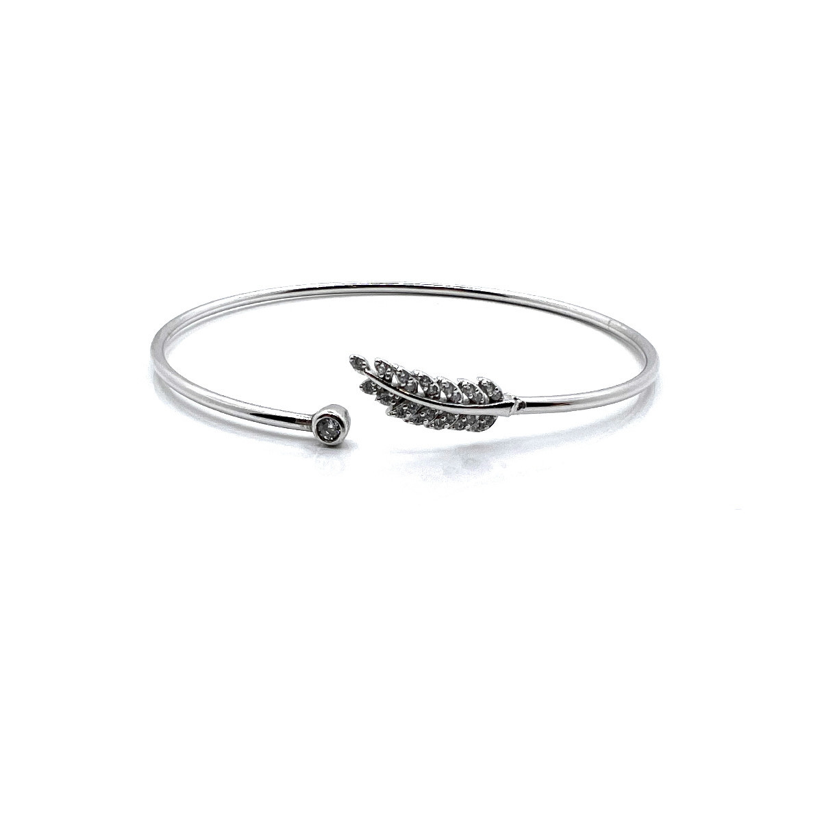 PULSERA RIGIDA PLATA Y CIRCONITAS