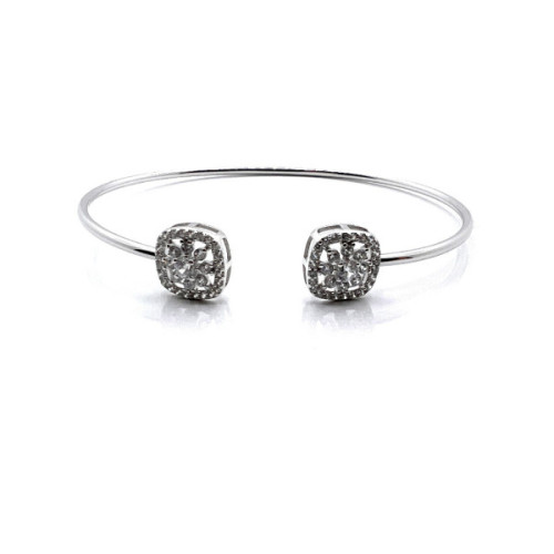 PULSERA RIGIDA PLATA Y CIRCONITAS