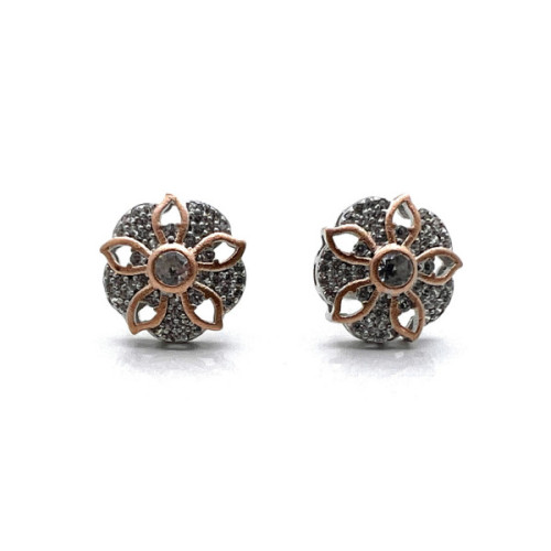 PENDIENTES BICOLOR PLATA Y CIRCONITAS