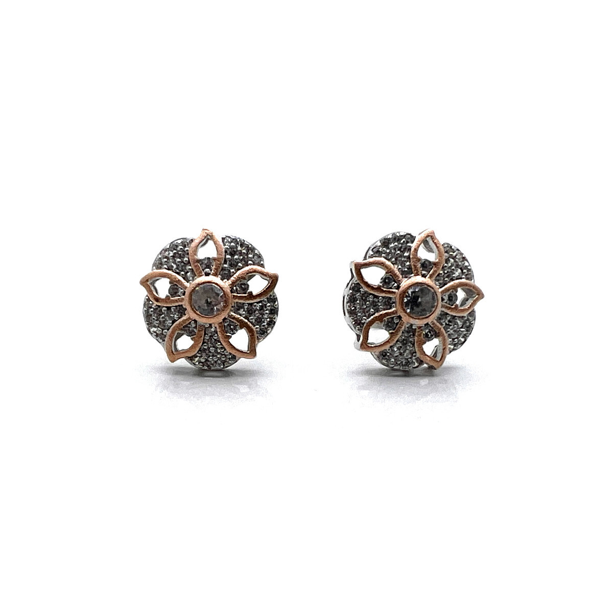 PENDIENTES BICOLOR PLATA Y CIRCONITAS
