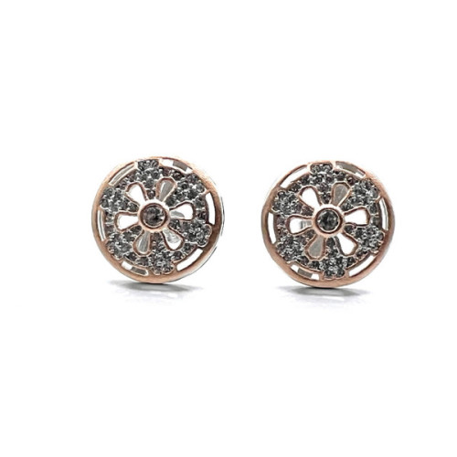 PENDIENTES BICOLOR PLATA Y CIRCONITAS