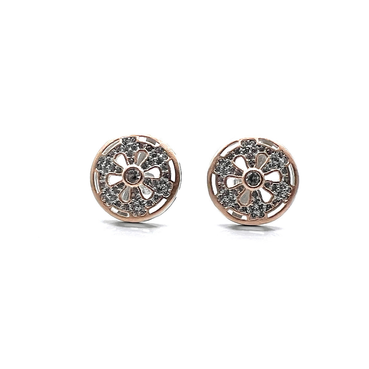 PENDIENTES BICOLOR PLATA Y CIRCONITAS