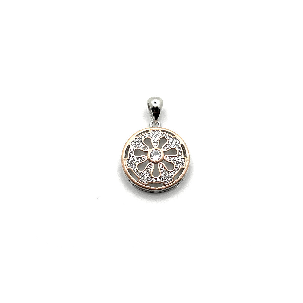 COLGANTE BICOLOR PLATA Y CIRCONITAS