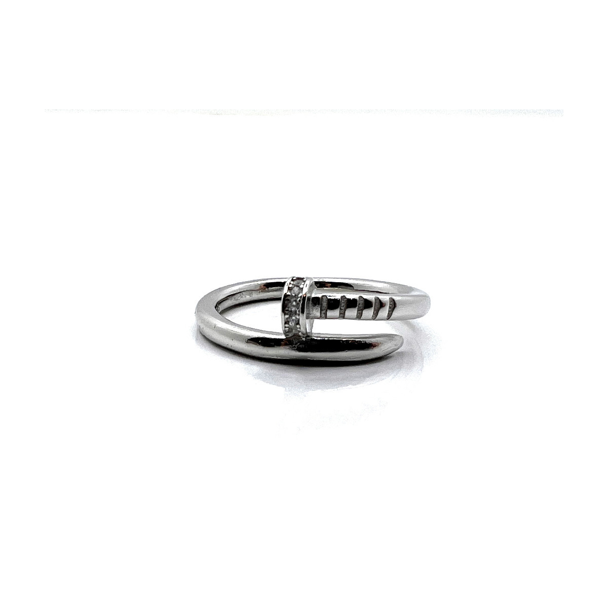ANILLO TORNILLO PLATA Y CIRCONITAS