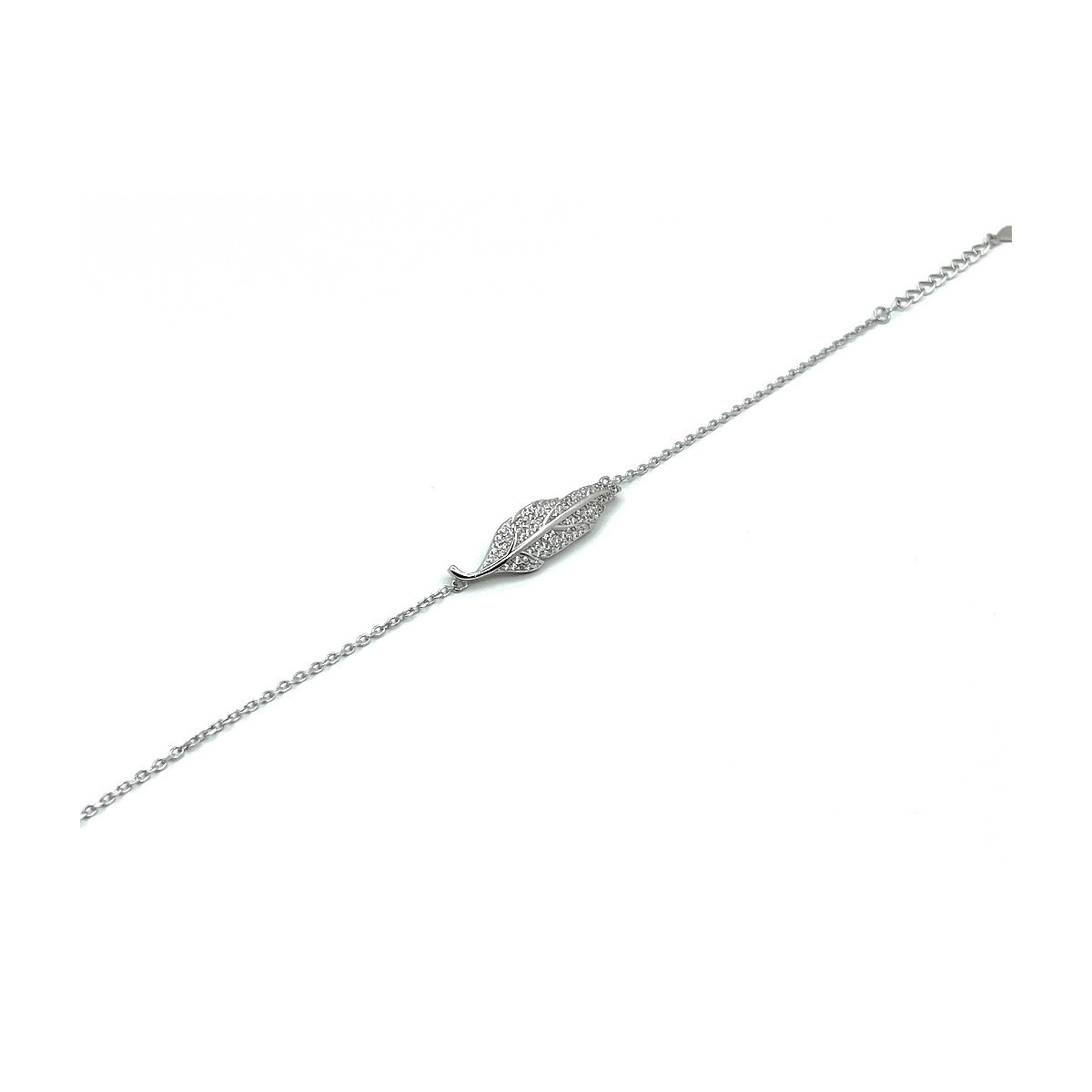 PULSERA HOJA PLATA Y CIRCONITAS