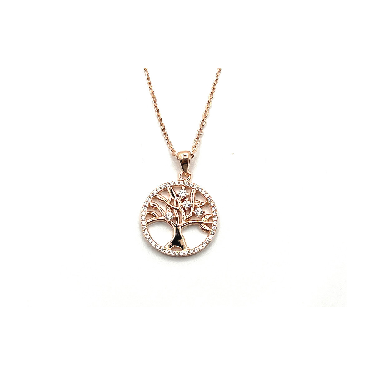 COLLAR ARBOL VIDA PLATA BAÑADA ORO ROSA