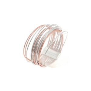 PULSERA DNA PLATA RODIO Y PLATA ROSA