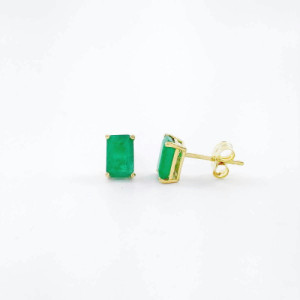 PENDIENTES ORO Y ESMERALDAS 6X4