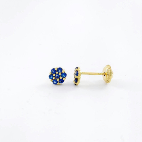 PENDIENTESBEBE ORO CIRCONITAS AZULES