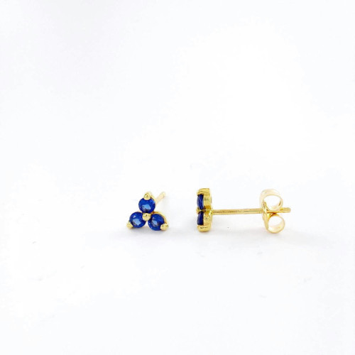 PENDIENTES 3 GARRAS PIEDRA AZUL PRESION