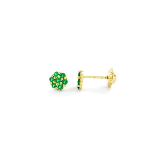 PENDIENTES BEBE ORO CIRCONITAS VERDES