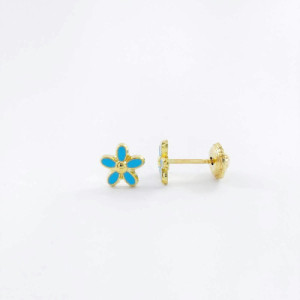 PENDIENTES ORO BEBE ESMALTE AZUL