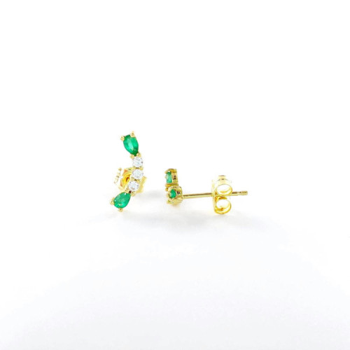 PENDIENTES ORO ESMERALDAS Y CIRCONITAS
