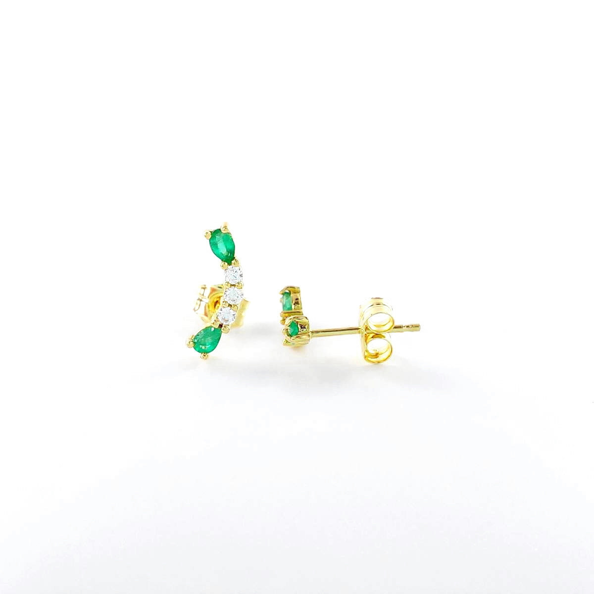 PENDIENTES ORO ESMERALDAS Y CIRCONITAS