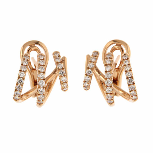 PENDIENTES ORO ROSA Y BRILLANTES 0.64 QT