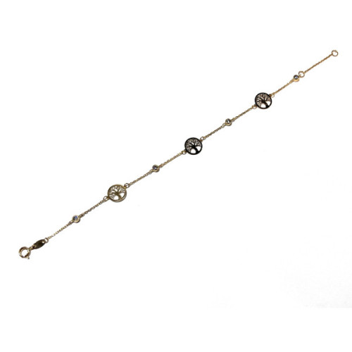 PULSERA ORO ARBOLES Y CIRCONITAS