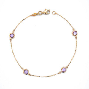 PULSERA ORO Y PIEDRAS COLOR