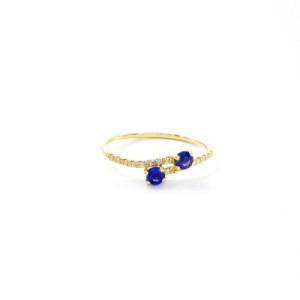 ANILLO ORO ZAFIROS Y BTES