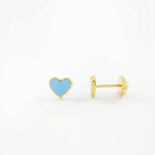 PENDIENTES BEBE CORAZON ESMALTE AZUL