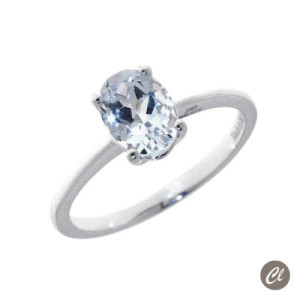 ANILLO ORO BLANCO Y AGUAMARINA 1.15  QT