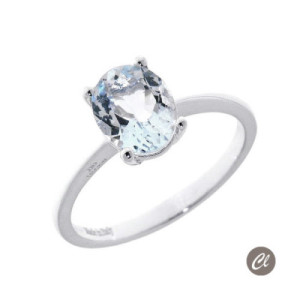 ANILLO ORO BLANCO Y AGUAMARINA 1.60 QT