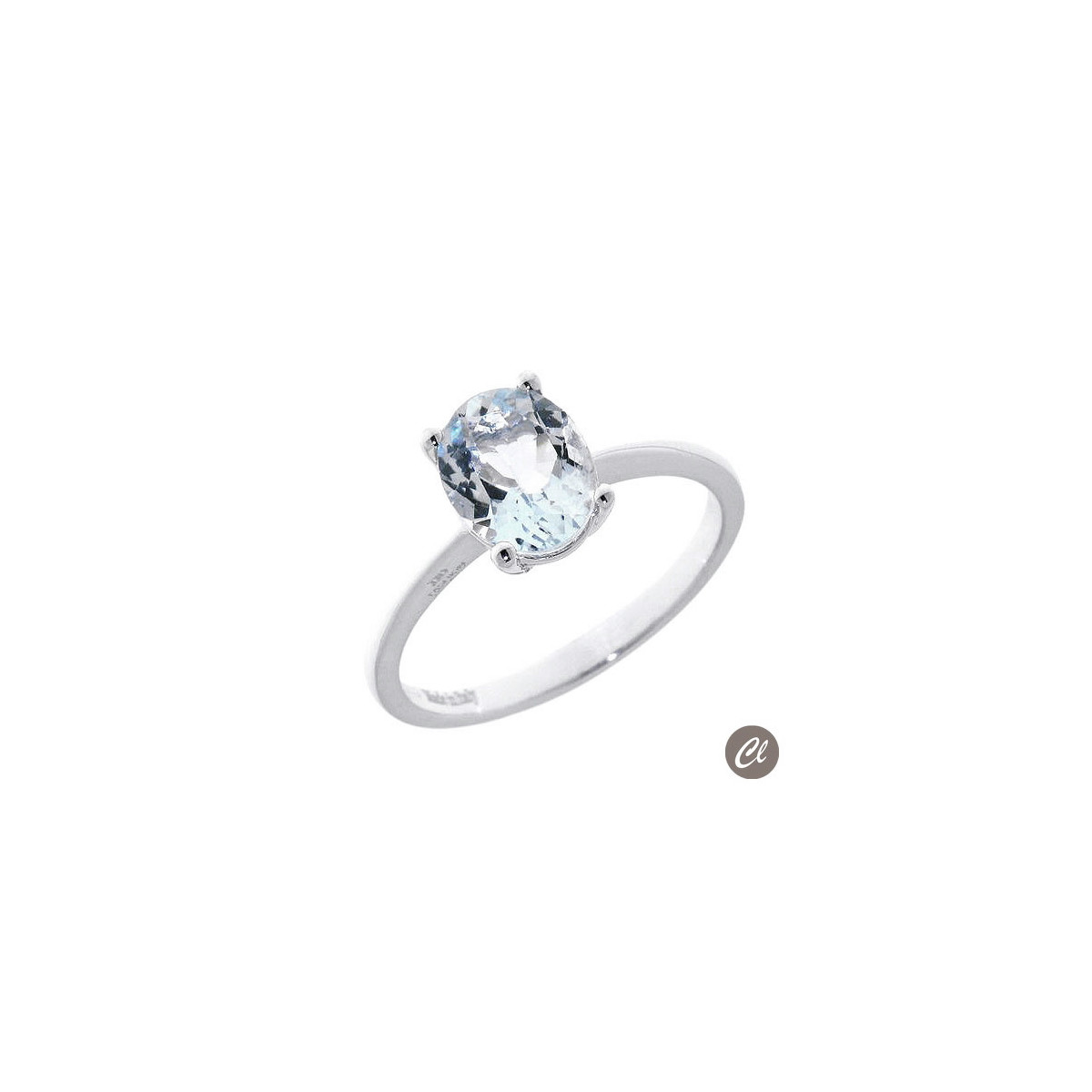 ANILLO ORO BLANCO Y AGUAMARINA 1.60 QT