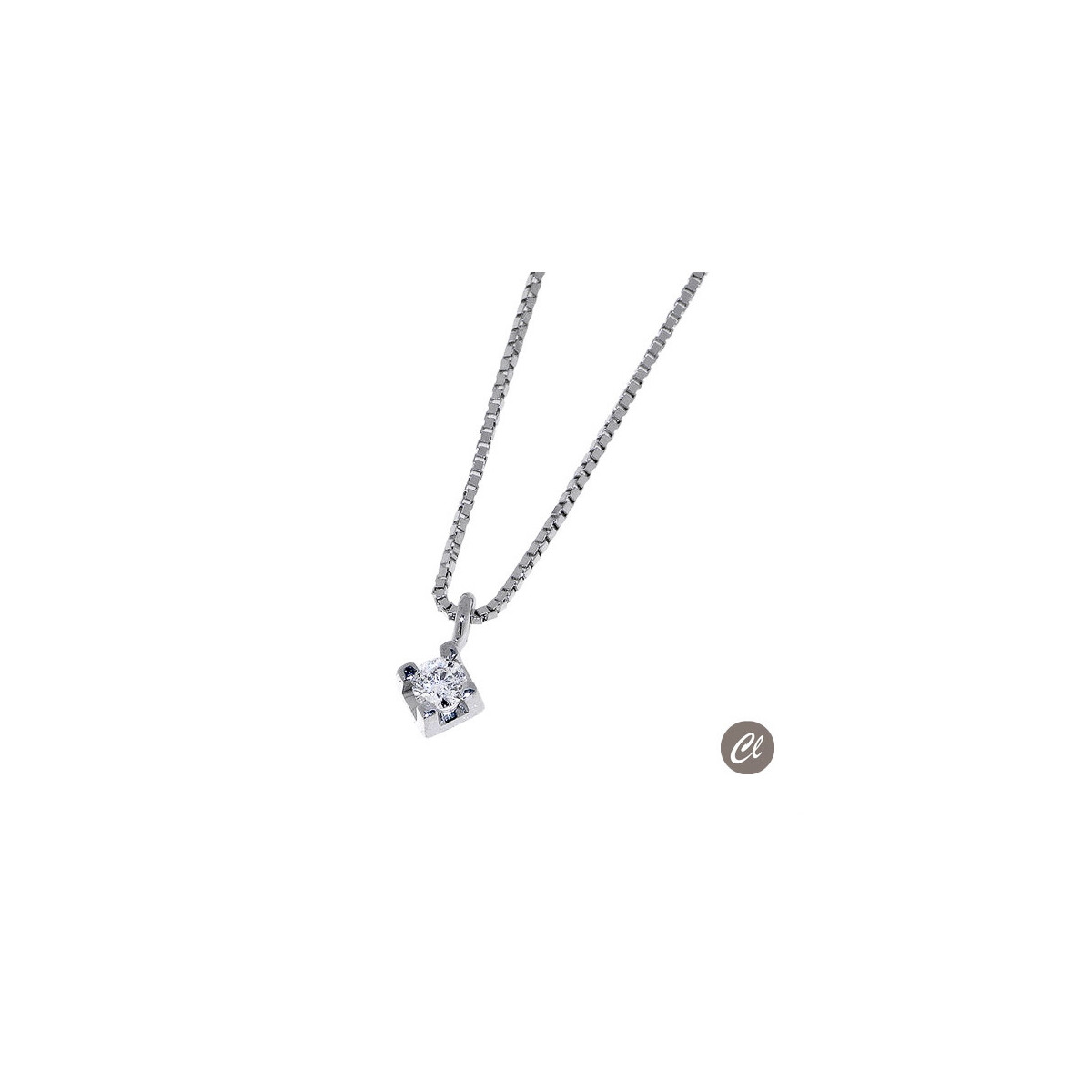 COLLAR ORO BLANCO Y BRILLANTE 0.03 QT
