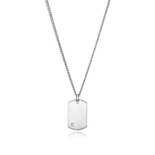COLLAR ACERO PLACA Y DIAMANTE