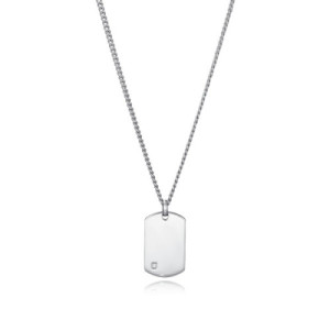 COLLAR ACERO PLACA Y DIAMANTE