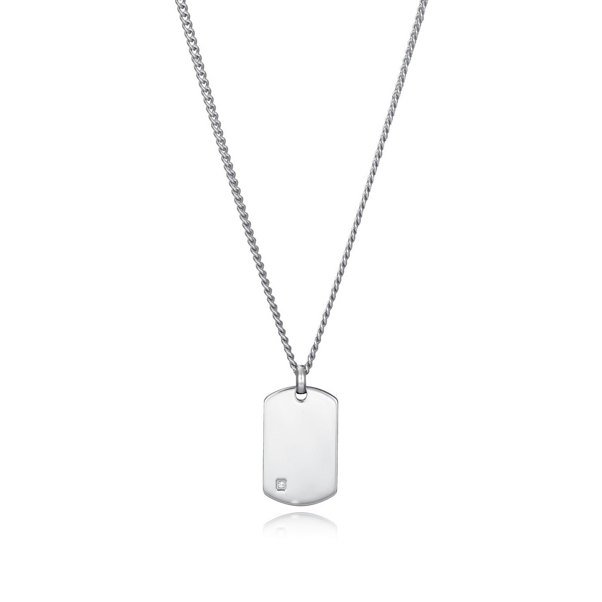 COLLAR ACERO PLACA Y DIAMANTE