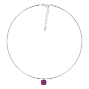 COLLAR PLATA Y POLVO ROSA JAIPUR