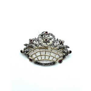 BROCHE VINTAGE PLATA Y ORO DIMAN-RUBIES