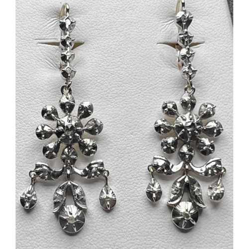 PENDIENTES VINTAGE PLATA ORO Y DIAMANTES