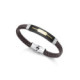 PULSERA ACERO IP NEGRO DORADO PIEL