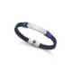 PULSERA ACERO CORDON AZUL Y NEGRO