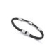 PULSERA ACERO IP NEGRA Y PIEL NEGRA