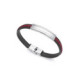 PULSERA ACERO PIEL NEGRA Y ROJA