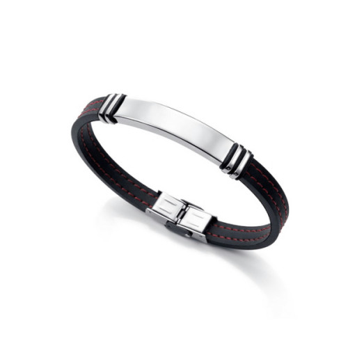PULSERA ACERO Y CAUCHO NEGRO