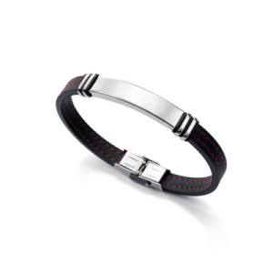 PULSERA ACERO Y CAUCHO NEGRO