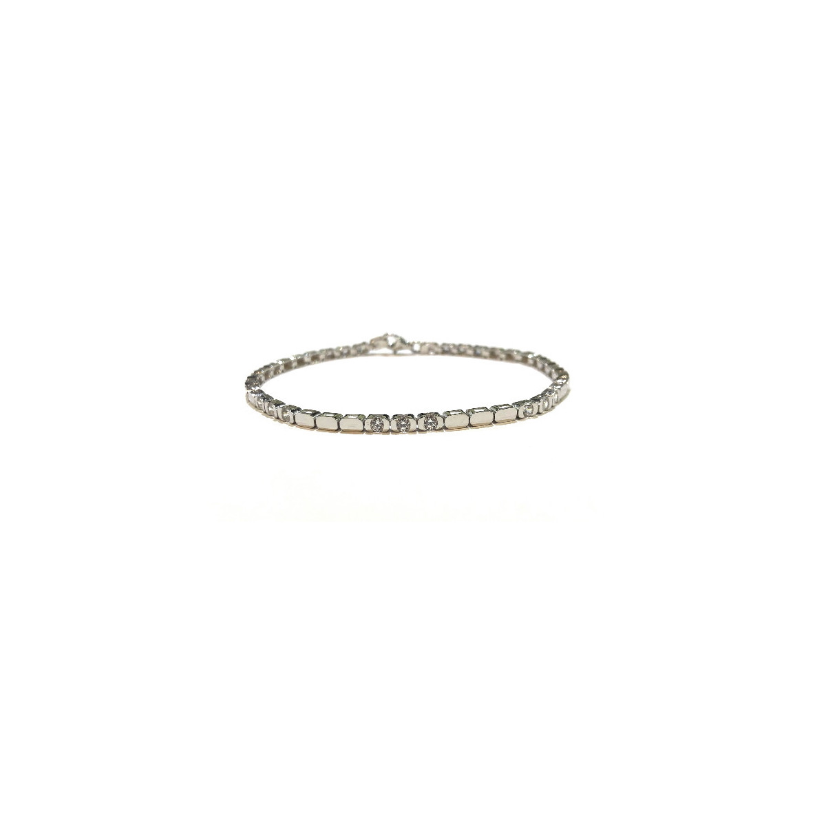 PULSERA DE ORO BLANCO Y CIRCONITAS