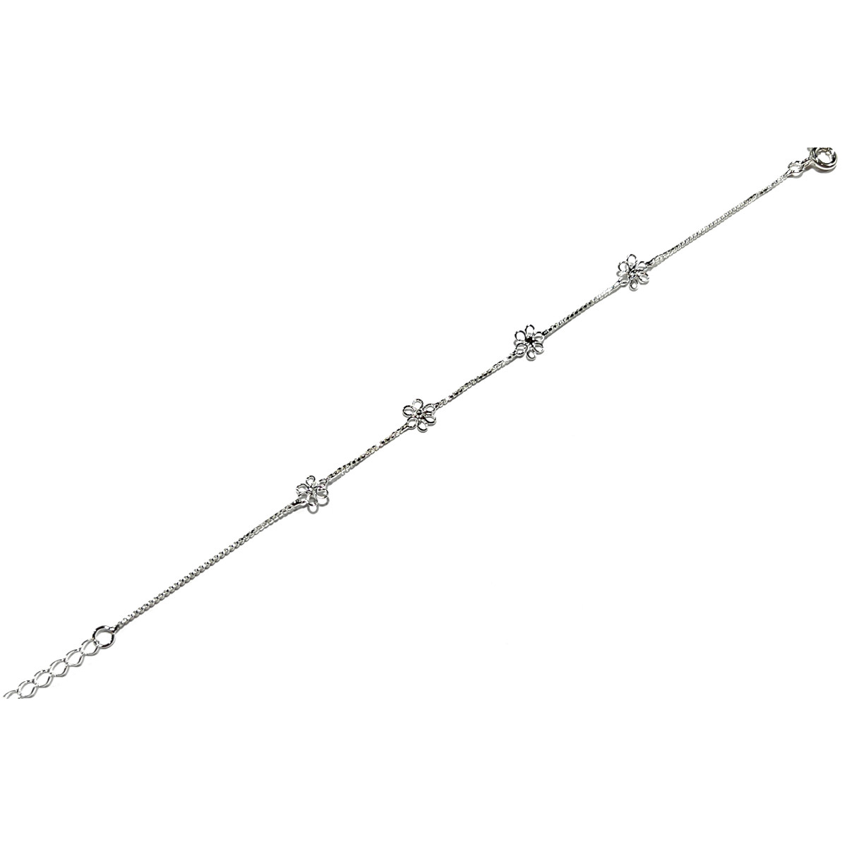 PULSERA DE PLATA FLORECITAS