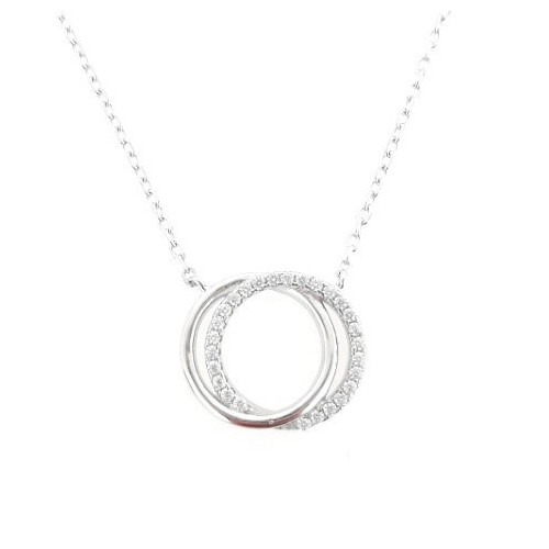 COLLAR PLATA AROS Y CIRCONITAS