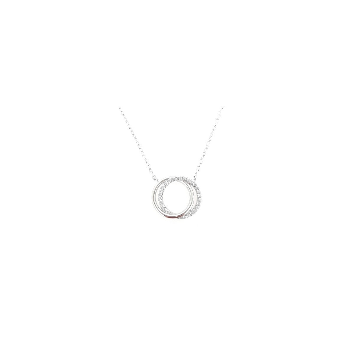 COLLAR PLATA AROS Y CIRCONITAS