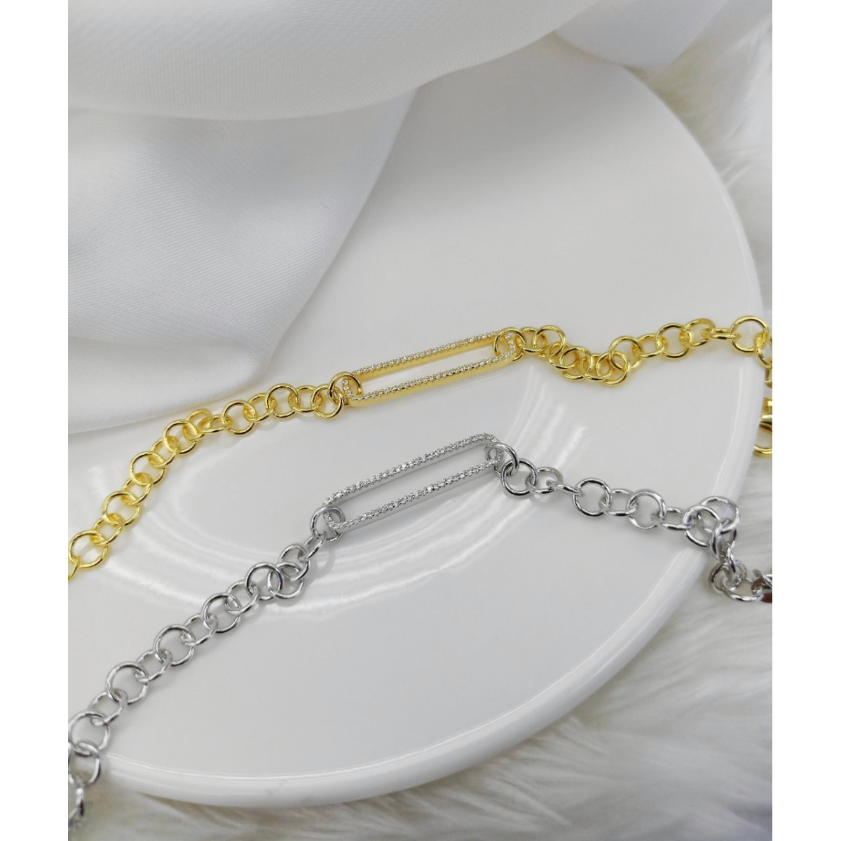 PULSERA PLATA Y CIRCONITAS