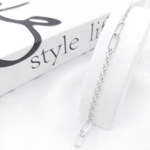 PULSERA DE PLATA ESLABONES Y ROLO